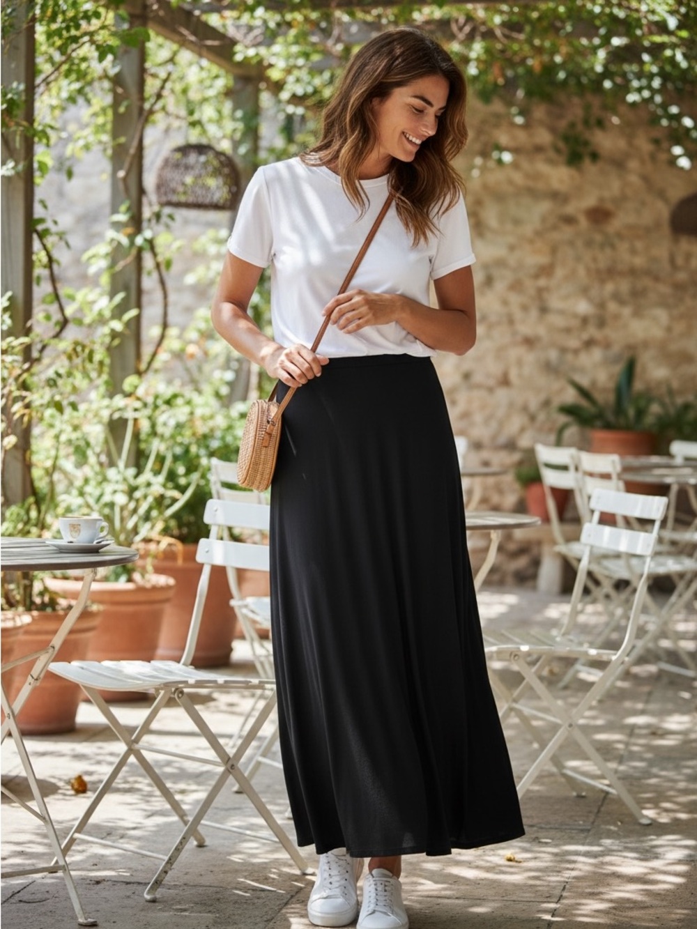 Neiman Marcus Black Wool Maxi Skirt A-Line Silhouette